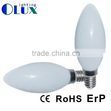 2016 new product China supplier led bulb housing milky glass E14 led candle bulb, led filament replacement bulb