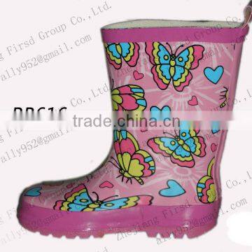2013 kids' rubber rain boots with cute animal pattern