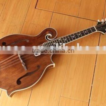 Musoo Brand Acoustic Mandolin Carved solid flame spruce and neck with case in antique