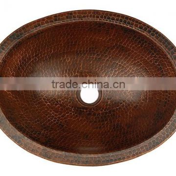 Round Copper Sink with Antique Finish.