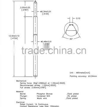 SP1-048120-F03 spring contact probe and PCB test equipment needle/ spring thimble pin