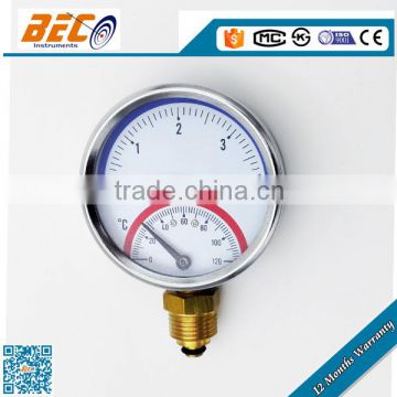 Professional manufacturer compound painted steel case Thermometer pressure gauge