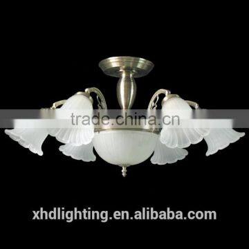 Industrial Die-casting Aluminum Chandelier ceiling lamp with white flower shape glass