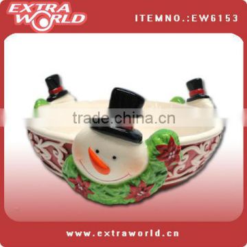 snowman ceramic popcorn bowl