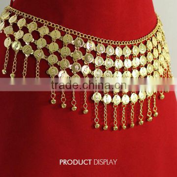 2016 Women Coins Waist Belt Belly Dance Hip Scarf Belt Skirt Chain for Decoration