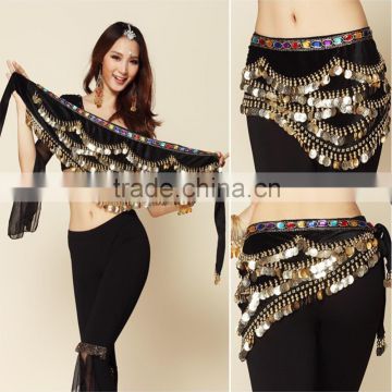 2016 3 Rows Belly Dance Hip Scarves Belly Dancing Waist Chain Hip Scarf Belts 8 Colors with 328 Coins