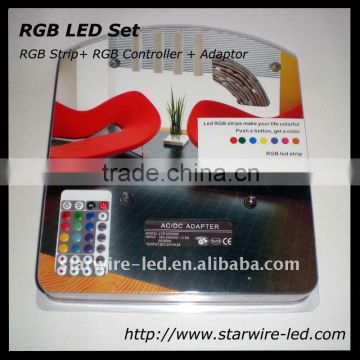 5050 RGB Waterproof Flexible LED Strip Kit 150 Led 30 leds/Meter + 24 Key IR remote Controller Strip LED 5M