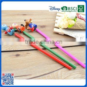 2016 Hot selling high quality wood HB pencils with funny toy for students