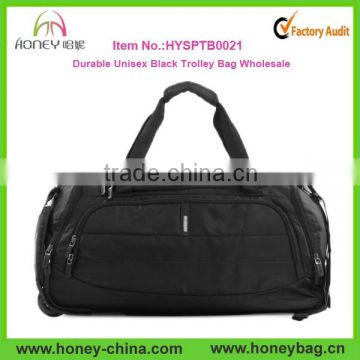 Durable Nylon Unisex Black Trolley Bag With Wheels Wholesale