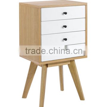 Wooden 4 drawers chest, modern night stand, bedside table