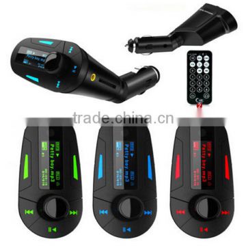 MP3 Music LCD Displayer Wireless FM Transmitter Car Charger With USB SD Remote Control