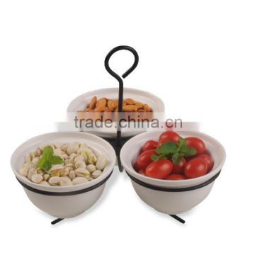 3-Compartment Ceramic Plate With Handle