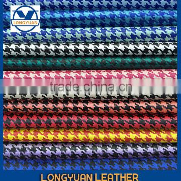 synthetic leather made in Wenzhou for shoes in grid design, elastic