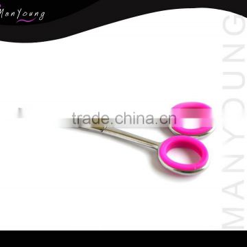 Women Light pink rubber Handle Eyebrow Hair Shears Scissors