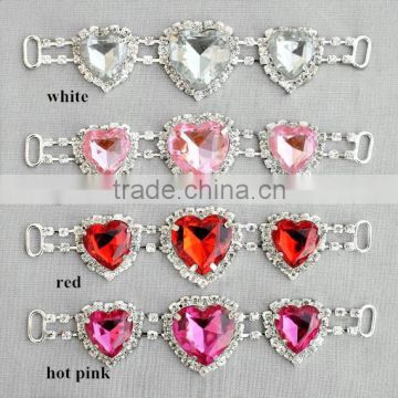 3pcs heart combination rhinestone Slider Strap / lucency crystal sash accessories / wedding car pendant / shoes accessories