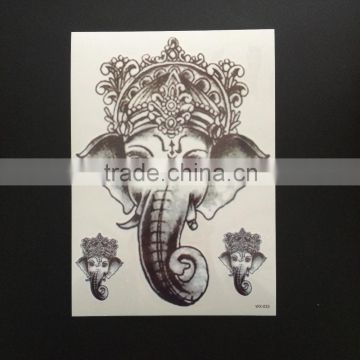 WX- 033 Cute Elephant Black Tattoos/ CMYK Tattoo Sticker/Customized Body Art Sticker