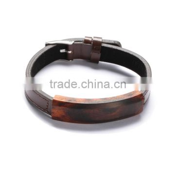 High quality snake wooden and 316L steel bracelet for men