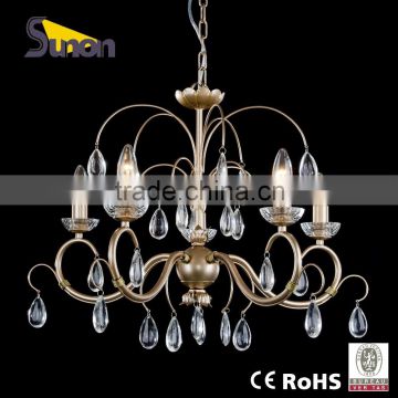 SD1116/5 Eroupean Style 6 Lights Manmade Wrought Iron With Lustre Crystal Chandelier /Hotel Decorative lamp/Hanging Lighting