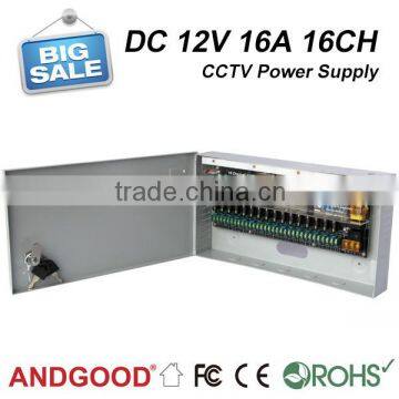 DC 12v width voltage 16amp wiht 16 channels cctv power supply