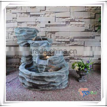 Fiberglass Four-Level Rock Stone Waterfall Patio Fountain