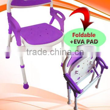 DELUXE PORTABLE FOLDING Bath safety shower chair with backrest and EVA padded seat hot sale in Japan