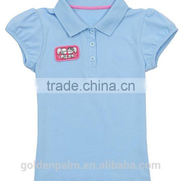 Applique short sleeve 95% cotton 5% spandex girls polo shirts