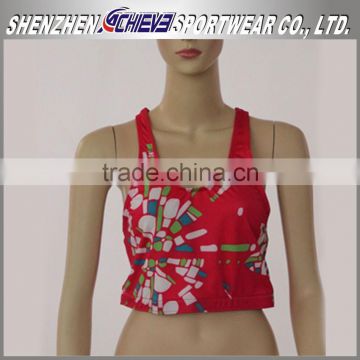 customize garment own print all over crop tops,custom cheerleading gym stringer