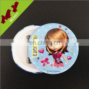 Promotional gifts tin plastic badge with safety clip