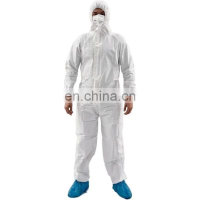 Disposable Microporous Chemical Protective Work Uniform Overalls White Hooded Boots