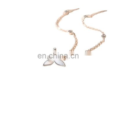 Hot sale White gold necklace girls fashion jewelry fish tail shaped necklace