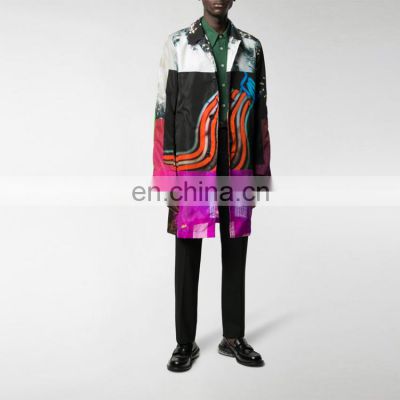 Fashion Men multi color mulit print oversized  waterproof coat