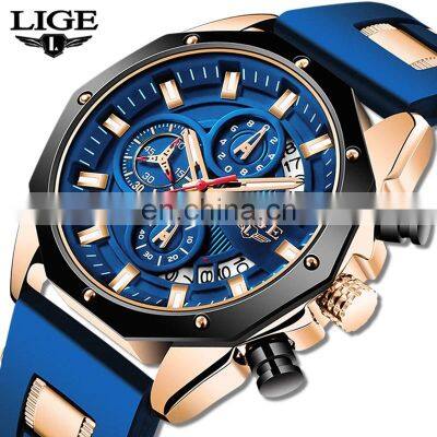 Lige 8908 Branded Mens Quartz Watches Chronograph Calendar Luxury Steel Relojes Pagani Men Watch