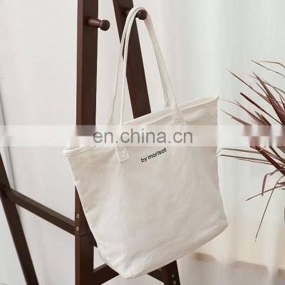 High Quality Custom Eco- Friendly Reusable Color Printing Recycled 100% Cotton White Shopping Tote Canvas Bags With 60cm Handle