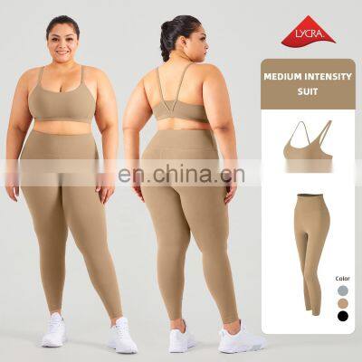 Hot Sale Women Sexy Yoga Sets Fitness Breathable Gym V Back Sport Bra Suit