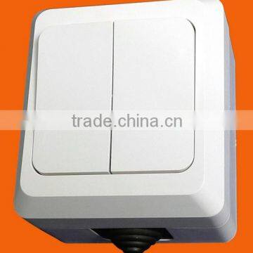 IP 54 Euro Style Surface Mounting Double Electrical Wall Switch (S5002)
