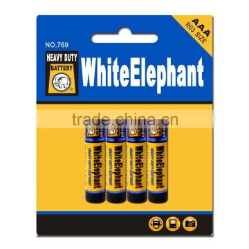 Aluminium Jacket Mercury Free Carbon Zinc Battery AAA (White Elephant Brand or OEM))