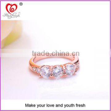 High Quality Wedding Ring Three-stone Rings Rose Gold Plating lovely Engagement Bands Ring
