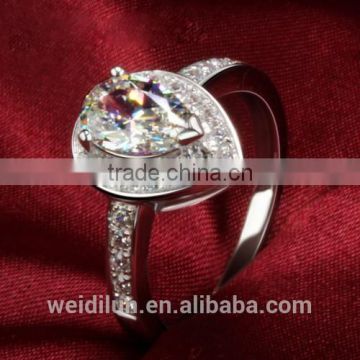 925 silver ring pearl shape imitation diamond setting king and queen engagement and wedding ring