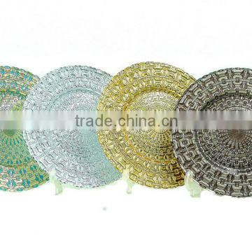 Elegant glass show Plate in gold color for wedding decoration