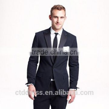 2014 Top Quality 100% wool Classic Dark Navy groom dress blue