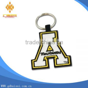 Top sale cheap embroidery letter no minimum custom logo keychains