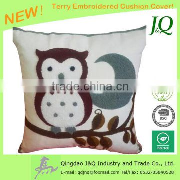 Terry Embroidered Owl Cushion Cover