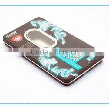 thin mp3/mp4 tin box with window,tin case for earpieces,two pieces metal box