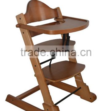 Wooden baby feeding high chair in Maple