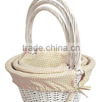white wicker storage basket set of three
