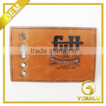 Printed Faux Leather Label Jeans With Metal Logo YL-212