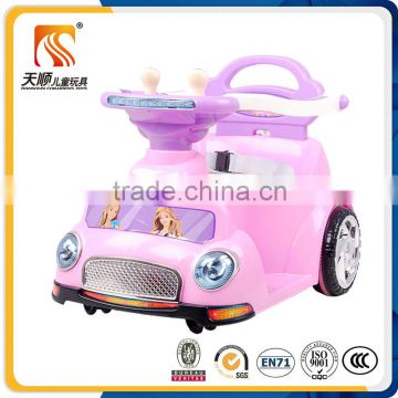 Lovely pink color good plastic baby kids electric toy car with early-children education function