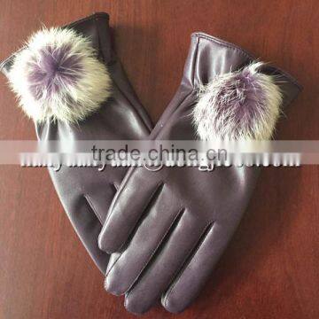 Short Welding Work suede fashion winter fur fingerless leather gloves