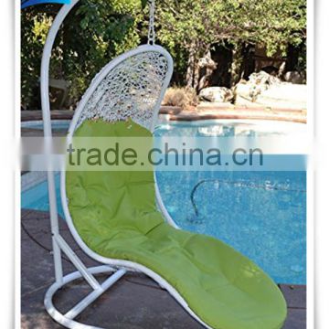 Patio rattan wicker white handwoven body shaped hanging swing chair