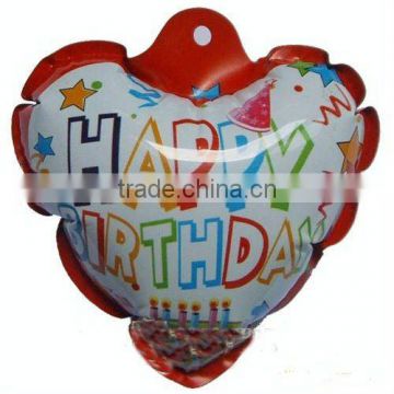 Love shaped happy birthday design foil balloon